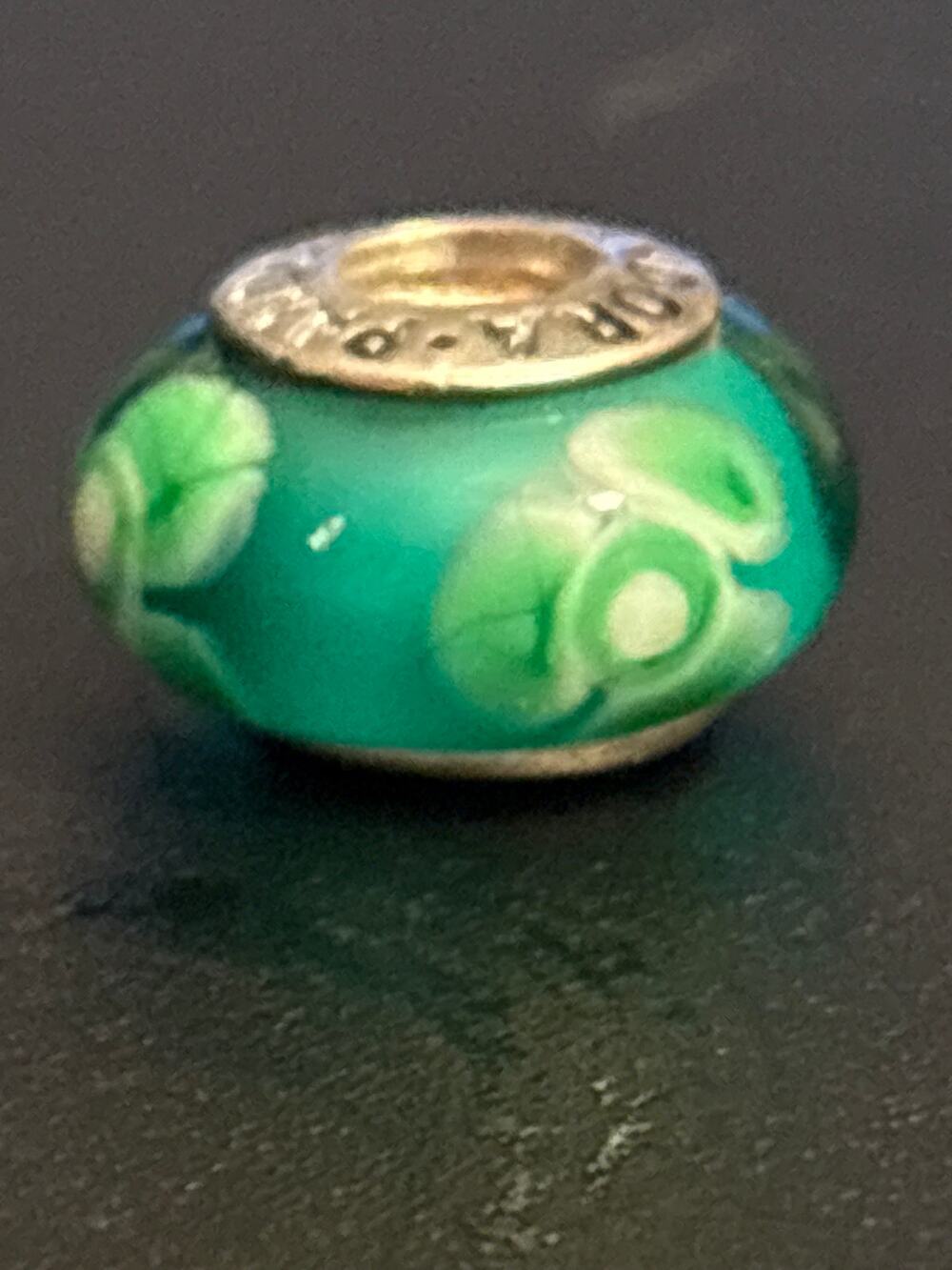 Pandora Green Murano Glass Floral Charm 925 ALE Sterling